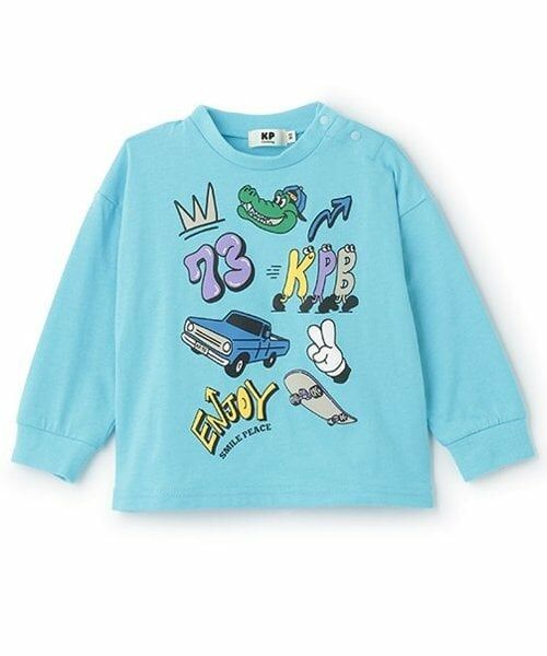 KP / ケーピー Tシャツ | KPBポッププリント長袖Tシャツ（ブルー）