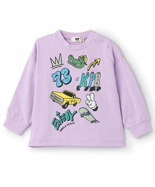 KP / ケーピー Tシャツ | KPBポッププリント長袖Tシャツ（パープル）