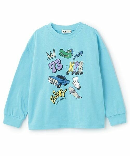 KP / ケーピー Tシャツ | KPBポッププリント長袖Tシャツ（ブルー）