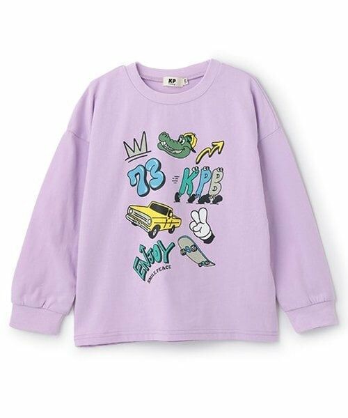 KP / ケーピー Tシャツ | KPBポッププリント長袖Tシャツ（パープル）