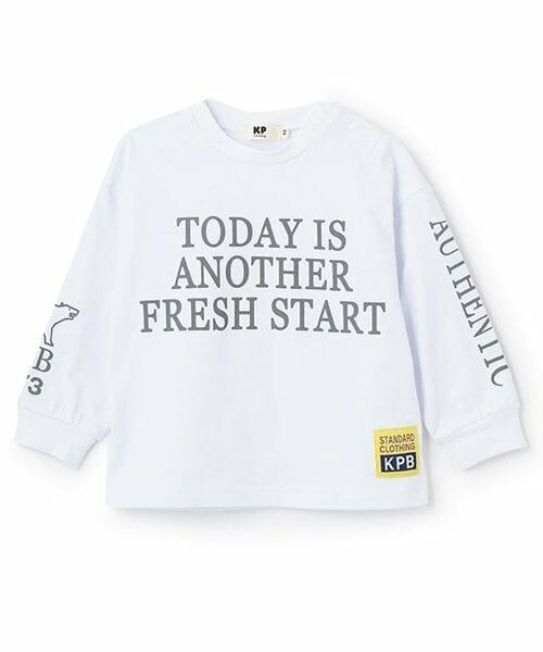 KP / ケーピー Tシャツ | ロゴプリント長袖Tシャツ（白）