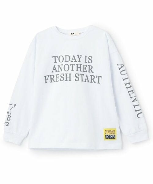 KP / ケーピー Tシャツ | ロゴプリント長袖Tシャツ（白）