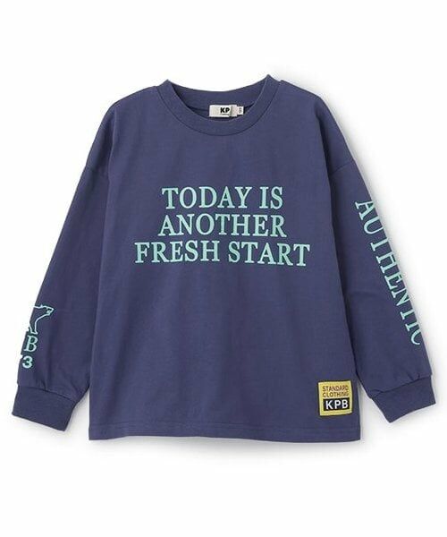 KP / ケーピー Tシャツ | ロゴプリント長袖Tシャツ（紺）