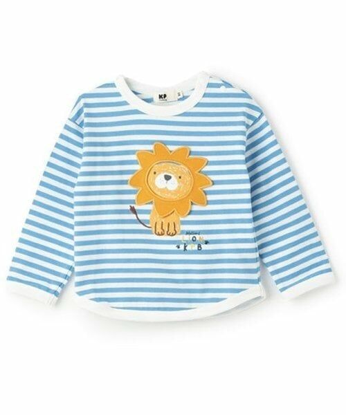 KP / ケーピー Tシャツ | ライオンボーダー長袖Tシャツ（ブルー）