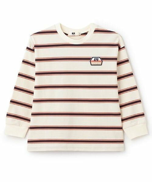 KP / ケーピー Tシャツ | マルチボーダー長袖Tシャツ（オフ ホワイト）