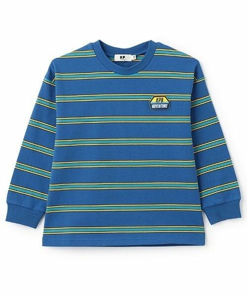 KP / ケーピー Tシャツ | マルチボーダー長袖Tシャツ（ブルー）