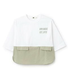 KP / ケーピー Tシャツ | ナイロンストレッチ切り替え７分丈Tシャツ