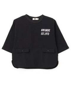 KP / ケーピー Tシャツ | ナイロンストレッチ切り替え７分丈Tシャツ