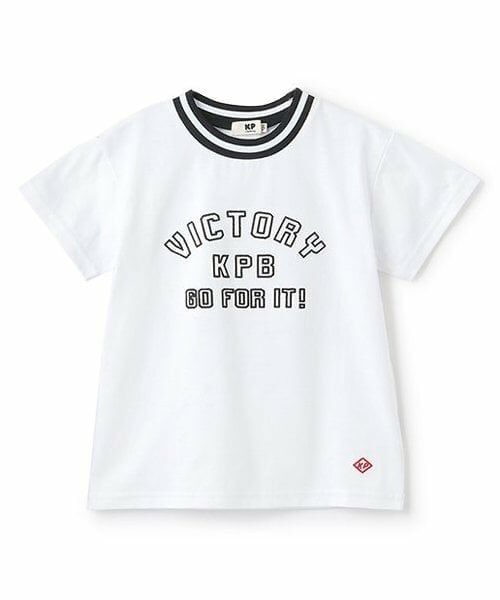 KP / ケーピー Tシャツ | ソロナリブ衿つき半袖Tシャツ（白）
