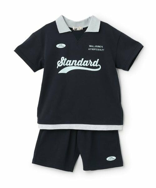 KP / ケーピー Tシャツ | ポロ衿つきスポーツ上下セット（紺）