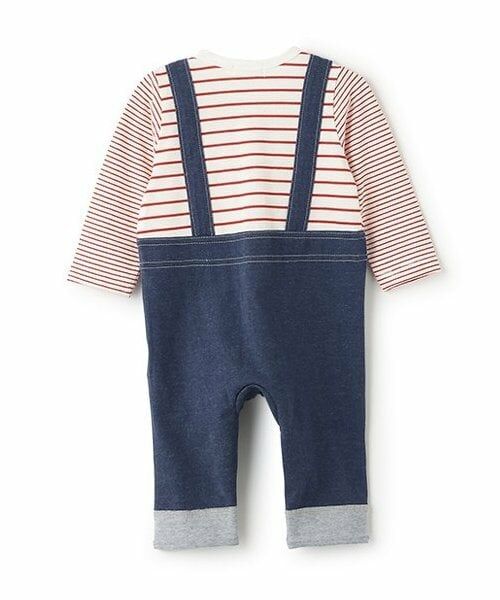 KP / ケーピー ロンパース | デニム+ボーダーレイヤード風カバーオール | 詳細1