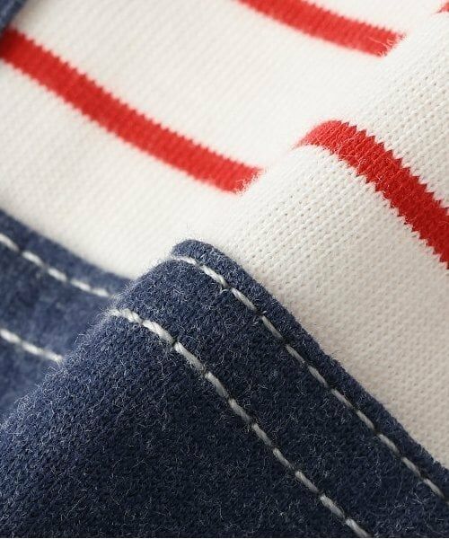 KP / ケーピー ロンパース | デニム+ボーダーレイヤード風カバーオール | 詳細10