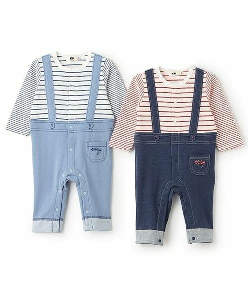 KP / ケーピー ロンパース | デニム+ボーダーレイヤード風カバーオール | 詳細11