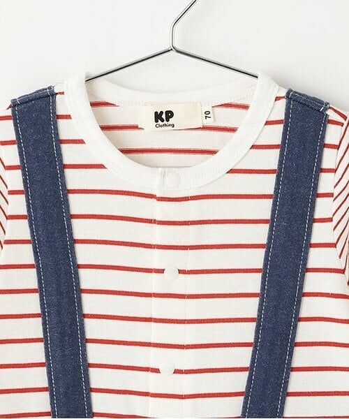 KP / ケーピー ロンパース | デニム+ボーダーレイヤード風カバーオール | 詳細2