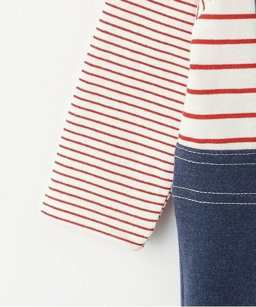 KP / ケーピー ロンパース | デニム+ボーダーレイヤード風カバーオール | 詳細3