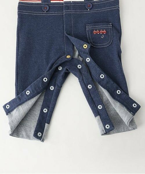 KP / ケーピー ロンパース | デニム+ボーダーレイヤード風カバーオール | 詳細7