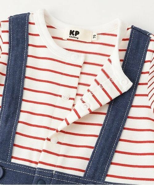 KP / ケーピー ロンパース | デニム+ボーダーレイヤード風カバーオール | 詳細8