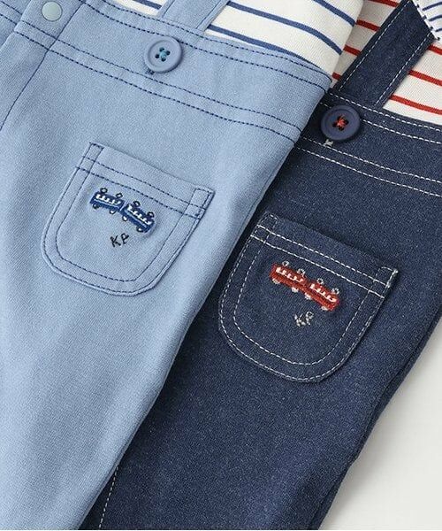 KP / ケーピー ロンパース | デニム+ボーダーレイヤード風カバーオール | 詳細9