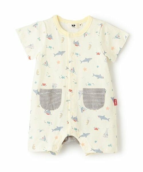 KP / ケーピー ロンパース | サメ柄ショートオール（黄）