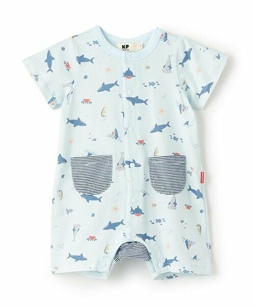 KP / ケーピー ロンパース | サメ柄ショートオール（サックス）