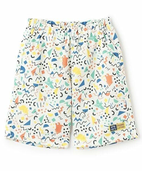 KP / ケーピー ショート・ハーフ・半端丈パンツ | ドライメッシュ総柄プリント ハーフパンツ（オフ ホワイト）