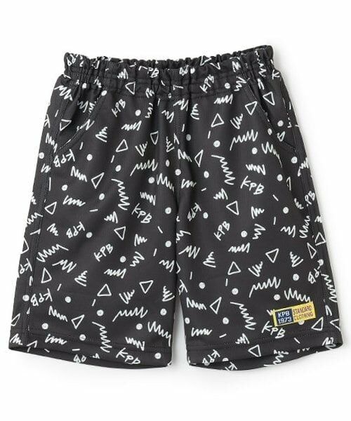 KP / ケーピー ショート・ハーフ・半端丈パンツ | ドライメッシュ総柄プリント ハーフパンツ（黒）