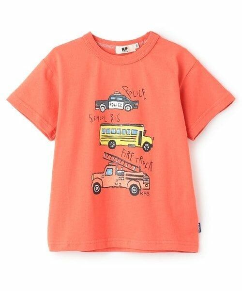 KP / ケーピー Tシャツ | 働くくるまプリント半袖Ｔシャツ（赤）