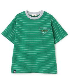 KP / ケーピー Tシャツ | バックプリント マルチボーダー半袖Tシャツ
