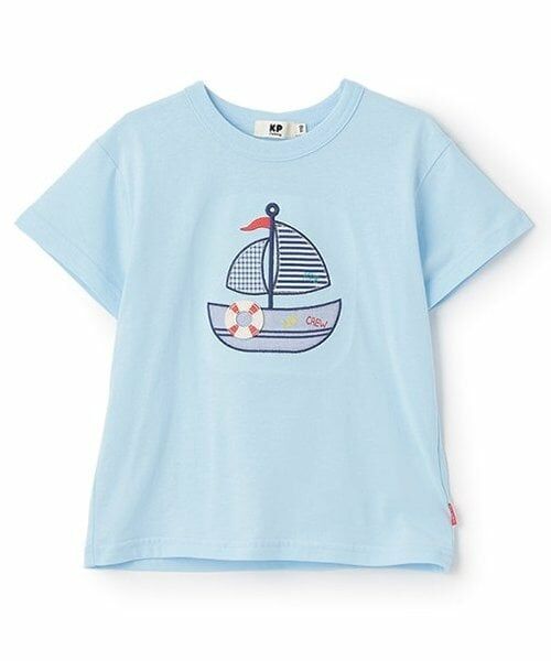 KP / ケーピー Tシャツ | ヨットアップリケ キシリトール加工Ｔシャツ（サックス）