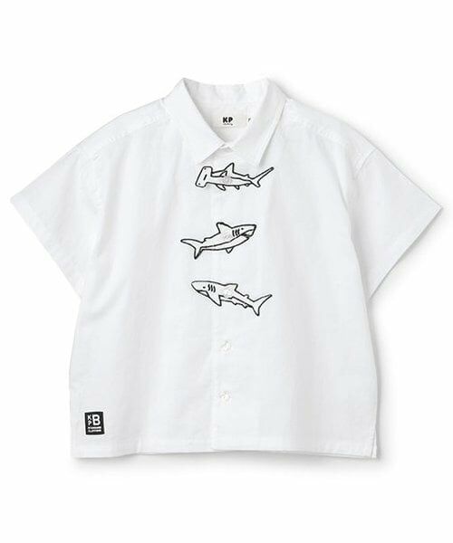 KP / ケーピー シャツ・ブラウス | シャークワッペン シャンブレー 半袖シャツ（オフ ホワイト）