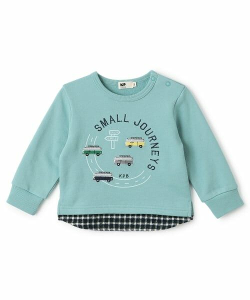 KP / ケーピー スウェット | 車刺シュウ×裾チェック トレーナー（サックス）