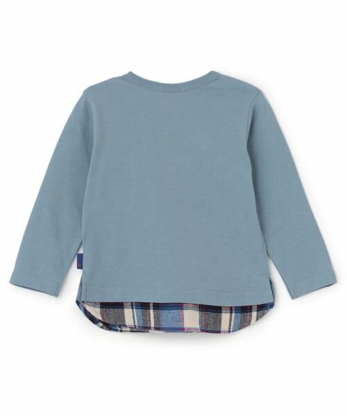 KP / ケーピー Tシャツ | 車アップリケ×裾チェック 長袖Tシャツ | 詳細1