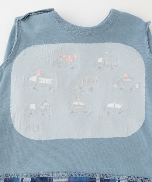 KP / ケーピー Tシャツ | 車アップリケ×裾チェック 長袖Tシャツ | 詳細4