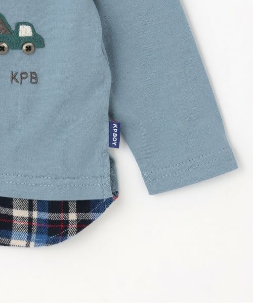 KP / ケーピー Tシャツ | 車アップリケ×裾チェック 長袖Tシャツ | 詳細5