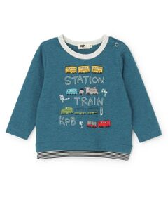 KP / ケーピー Tシャツ | 電車アップリケ 長袖Tシャツ