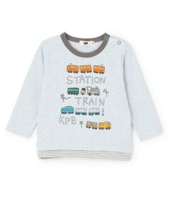 KP / ケーピー Tシャツ | 電車アップリケ 長袖Tシャツ