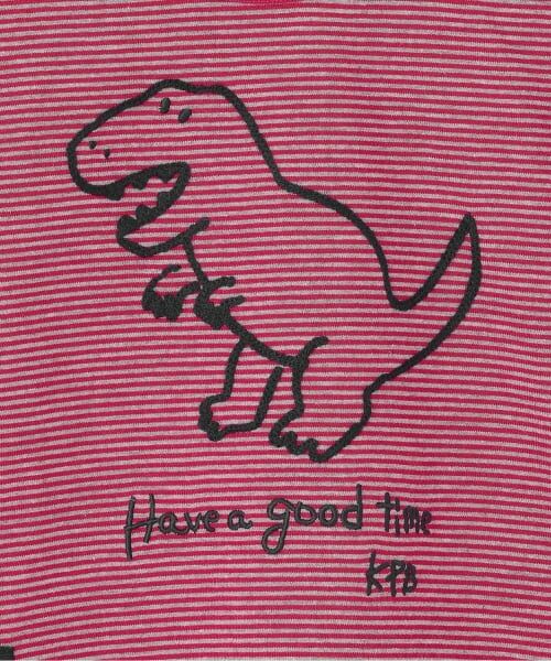 KP / ケーピー Tシャツ | 恐竜刺しゅう×エルボーパッチ ミジンボーダー長T | 詳細3