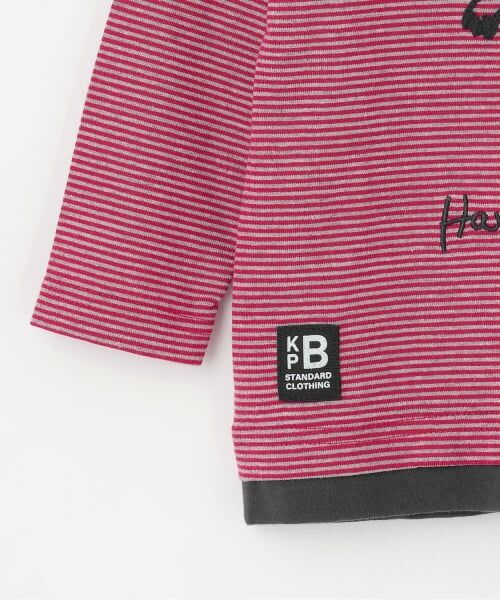 KP / ケーピー Tシャツ | 恐竜刺しゅう×エルボーパッチ ミジンボーダー長T | 詳細5