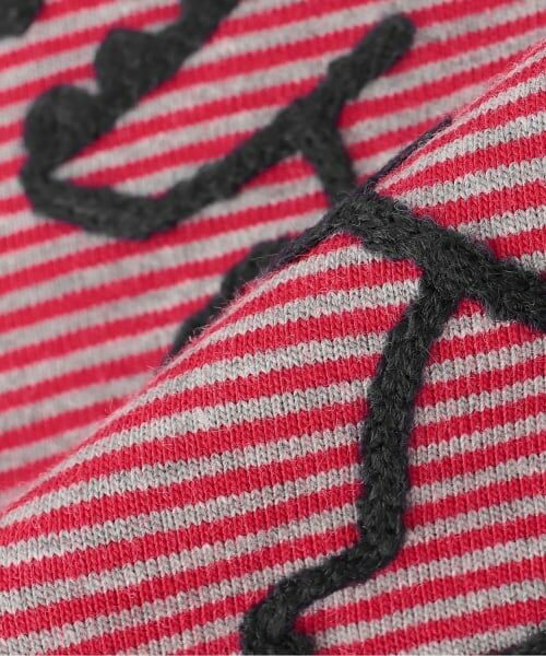 KP / ケーピー Tシャツ | 恐竜刺しゅう×エルボーパッチ ミジンボーダー長T | 詳細9