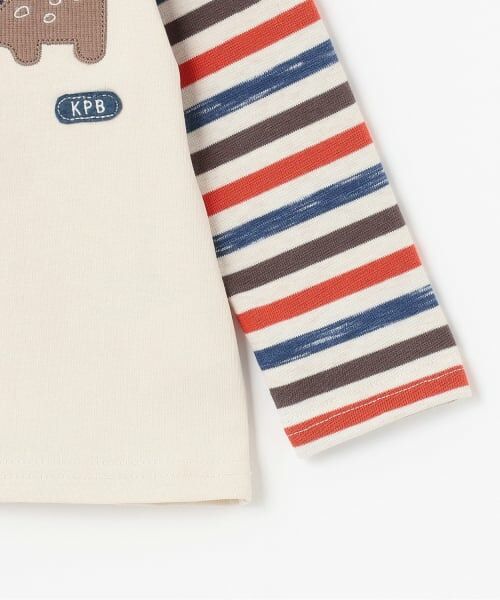 KP / ケーピー Tシャツ | 恐竜アップリケ×袖ボーダー 長袖Tシャツ | 詳細4