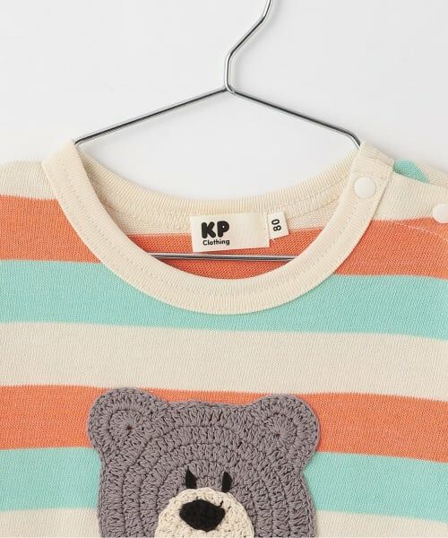 KP / ケーピー Tシャツ | クマ編モチーフ マルチボーダー長袖Tシャツ | 詳細2