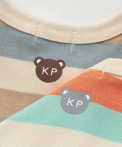 KP / ケーピー Tシャツ | クマ編モチーフ マルチボーダー長袖Tシャツ | 詳細7