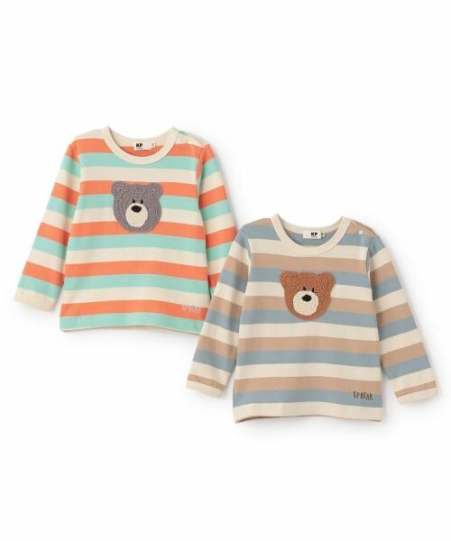 KP / ケーピー Tシャツ | クマ編モチーフ マルチボーダー長袖Tシャツ | 詳細9