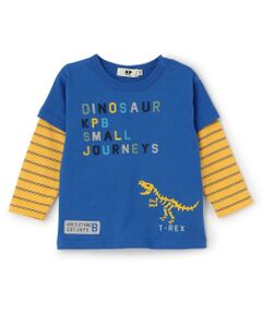 KP / ケーピー Tシャツ | 恐竜刺しゅう レイヤード風長袖Tシャツ