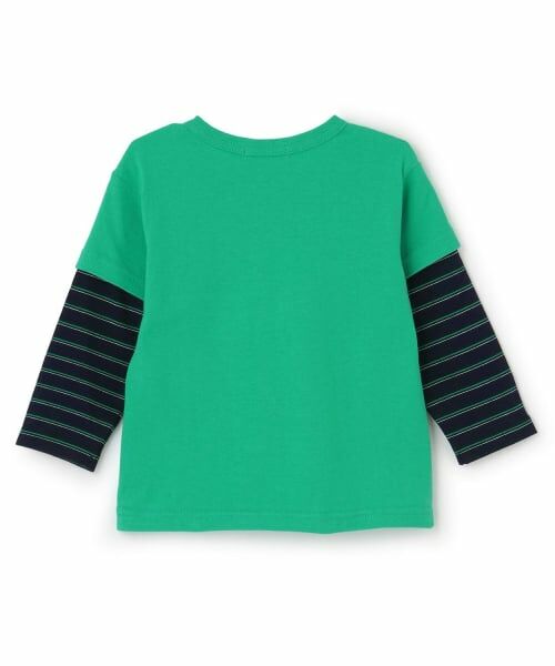 KP / ケーピー Tシャツ | 恐竜刺しゅう レイヤード風長袖Tシャツ | 詳細1