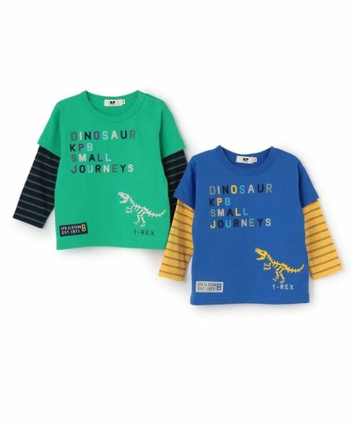 KP / ケーピー Tシャツ | 恐竜刺しゅう レイヤード風長袖Tシャツ | 詳細8