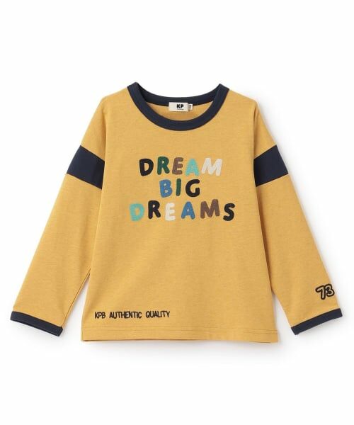 KP / ケーピー Tシャツ | カラフルロゴ刺シュウ 長袖Tシャツ（黄）