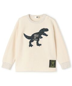 KP / ケーピー Tシャツ | チェック恐竜アップリケ ワッフル長袖Tシャツ