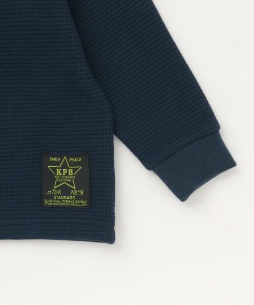 KP / ケーピー Tシャツ | チェック恐竜アップリケ ワッフル長袖Tシャツ | 詳細5
