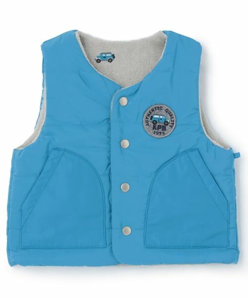 KP / ケーピー ブルゾン | タフタ×車刺しゅう裏ボア 中綿ベスト（ブルー）